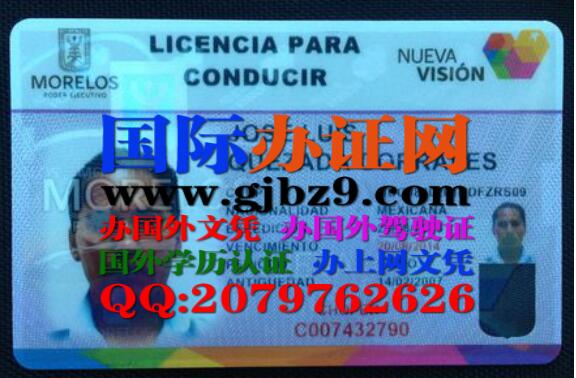 墨西哥莫雷洛斯州驾驶证样本Licencia de conducir del estado de Morelos