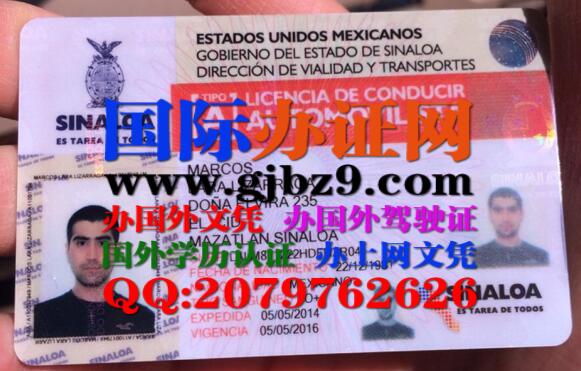墨西哥锡那罗亚州驾驶证样本Licencia de conducir de Sinaloa