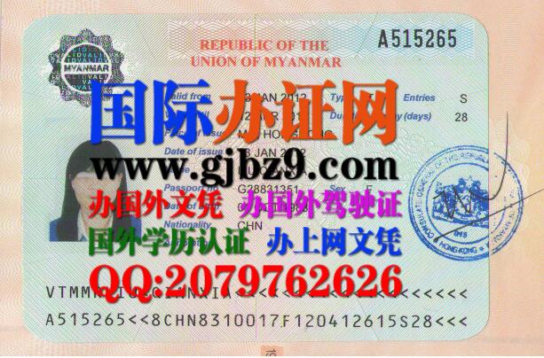 缅甸签证样本Myanmar visa